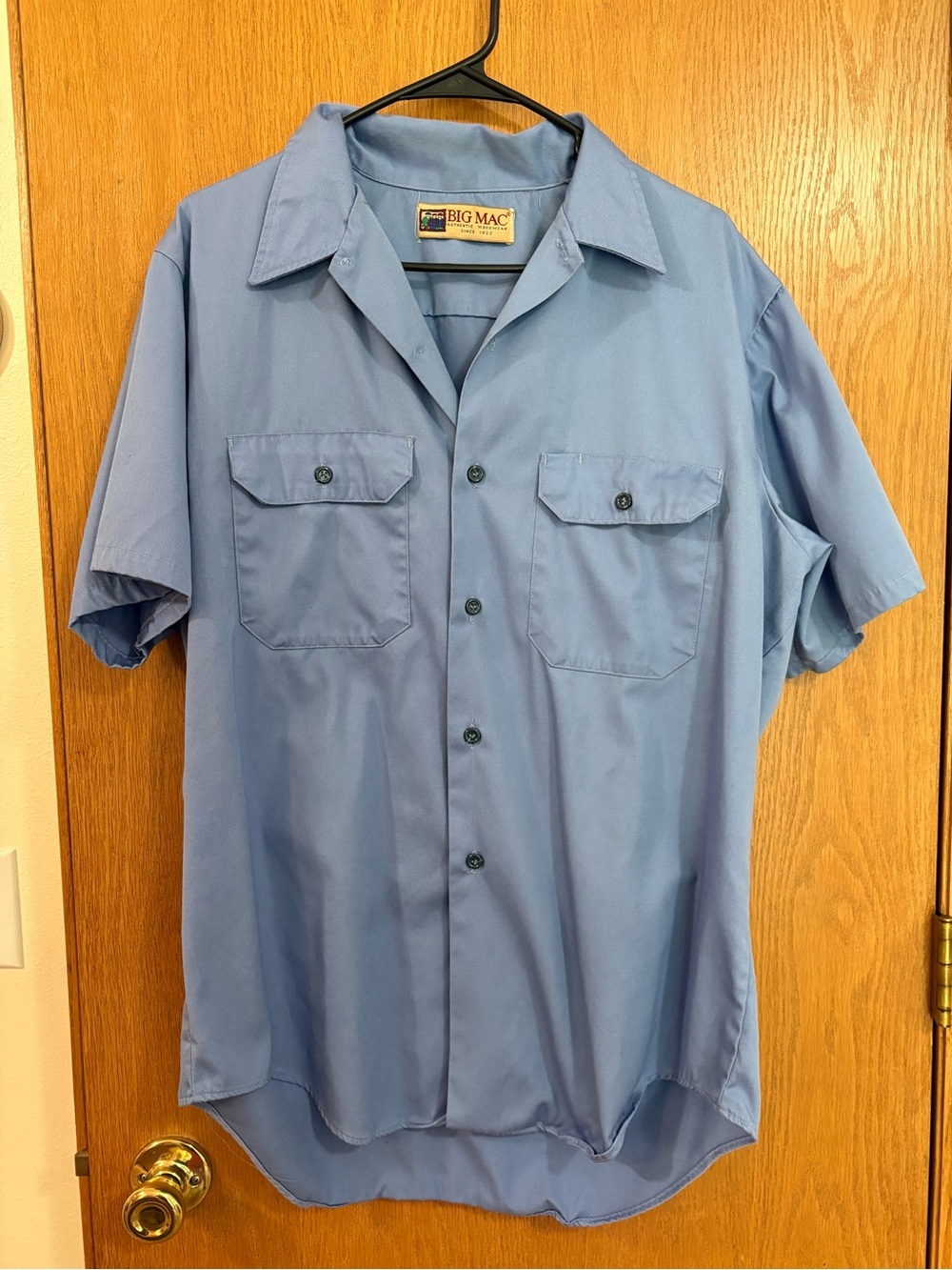 Vintage 80s Big Mac Men’s Short Sleeve Work Shirt - Light Blue Single Stitch